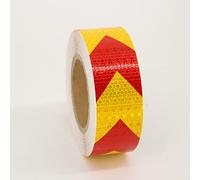 Ruban de signalisation noir et jaune, Ruban de sécurité réfléchissant multicolore, 2 pouces x 82 pieds(Red/yellow)