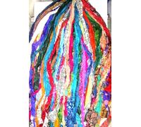 Ruban de soie de sari non cousu 42 bandes de 40 m de long et 42 bandes de couleurs mélangées pour journal, scrapbooking, loisirs créatifs, décoration