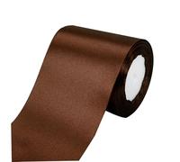 Ruban de soie marron, ruban filaire marron 4 pouces 24 mètres de longueur Satin vintage drôle bricolage grands nœuds faisant la soie Dacron foncée pour la décoration fête