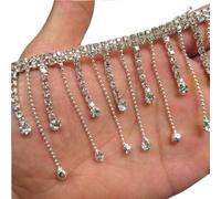 Ruban De Strass Chaîne en cristal et dentelle, ceinture diamant, ruban de garniture, collier appliqué, gemme scintillante, robe mariée, largeur 5.7cm(Length- 50cm)