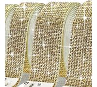 Ruban de strass en cristal auto-adhésif, Autocollant de ruban strass en cristal auto-adhésif, 1 mètre, 4 rangées, multicolore(4-row-crystal Yellow)