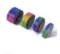 Ruban de strass en cristal auto-adhésif, Rouleau de strass cristal auto-adhésif multicolore 4-12 rangées 8-27mm(Rainbow,10rows-22mm)