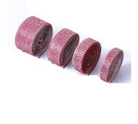 Ruban de strass en cristal auto-adhésif, Rouleau de strass cristal auto-adhésif multicolore 4-12 rangées 8-27mm(Pink,12rows-27mm)