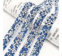 Ruban de strass en cristal de 2 yards - 0,5 cm de large - Ruban de strass autocollant - Pour bricolage, artisanat, mariage, fête, artisanat - Téléphone - Bleu argenté