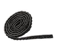 Ruban de Strass, Ruban de en Maille Rouleau d'enveloppe de Maille 1 Mètre Ruban de Colle de Support de Chaleur de Décor de Bricolage 1 Cm de Largeur (Black)