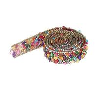 Ruban de strass scintillants de 2 cm de large et 2 m de long, ruban artisanal décoratif pour vêtements de mariage, robe, chaussure, chapeau, décoration de pierres en verre (Gravier coloré)