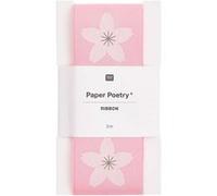 Ruban de taffetas rose - motif Sakura - Rico Design Rose G