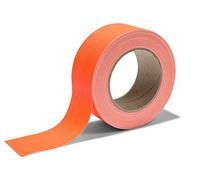 Ruban de tissu "Gaffa", ruban adhésif de couleur néon en tissu enduit de PE, ruban de gaffa fortement adhésif avec caoutchouc naturel, largeur 50 mm x longueur 25 m, épaisseur 0,36 mm, orange néon mat