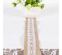 Ruban de toile de jute avec dentelle blanche - En jute naturelle - Vintage - Élégance - Décoration polyvalente pour mariages, spectacles de mariée et plus encore (5)