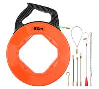 Ruban de traction de câble 50 m 4,5 mm avec 7 ressorts de guidage en fibre de verre Reel Puller Extracteur de câble en fibre de verre Outil d'électricien