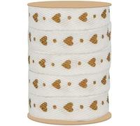 Ruban décoratif - ARTEMIO - Coeurs dorés - 1 cm x 5 m - Satin - Mariage