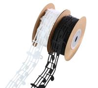 Ruban décoratif avec notes de musique, dentelle en polyester, largeur 30 mm, 10 mètres pour rouleau, dentelle créative pour artisanat, fête, cadeau, scrapbooking, blanc/noir (Noir)