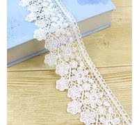 Ruban décoratif en dentelle au crochet - 1 m de large - 12 cm de large - En coton - Style vintage - Pour couture, artisanat, mariage, décoration - Blanc