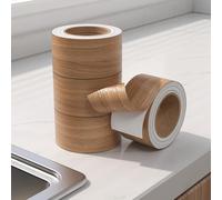 Ruban Décoratif en Feuille Métallique Or pour Joints, 10M/ 1 rouleau Ruban Miroir Autocollant pour Carrelage, Bandes Étanches Imperméables pour Mur, Meuble, C(Size:5cm,Color:ginkgo en bois grain)