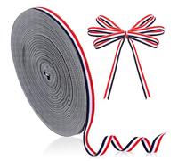 Ruban décoratif en nylon rouge, blanc, bleu, ruban gros-grain rayé, pour fabrication d'accessoires, emballage cadeau, célébrations, 50 m x 1 cm