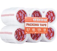 Ruban d'emballage transparent SucceBuy de, 18 rouleaux de 5,7 cm x 59,9 m, noyau de 7,6 cm, épaisseur de 7,9 mm, ruban adhésif résistant pour les déménagements, le stockage, l'emballage, l'expédition,