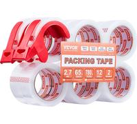 Ruban d'emballage transparent VEVOR, noyau de 76,2 mm, paquet de 12 47,8 mm x 23,5 pieds, 0,068 mm, Idéal pour la manutention, le stockage et l'emballage, l'expédition et le courrier