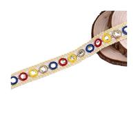 Ruban Dentelle Broderie ethnique vintage, miroir, dentelle tressée, ruban à paillettes, garniture, tissu, couture, artisanat, accessoires de bricolage Couture(Beige)