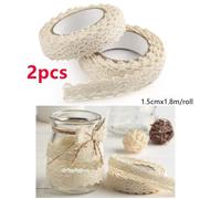 Ruban Dentelle - Crème - 1.5cm x 1.8m - Coton - 2pcs - Auto-adhésif