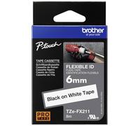 Ruban d'étiquetage flexible Brother TZe-FX, TZ-FX TZe-FX211 Couleur de ruban: blanc Couleur de police:noir 6 mm 8 m