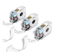 Ruban d'étiquetage Phomemo A30 P15, étiquettes prédécoupées blanches sur fond noir, ruban d'étiquetage standard autocollant,14 mm x 40 mm, 150 étiquettes/rouleau, 3 rouleaux