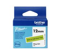 Ruban d'étiqueteuse Brother BTAG-G31 Noir sur Vert 12mm x 4m Compatible P-touch PT-N10/N20/N25BT