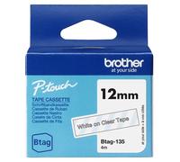 Brother Ruban d'étiquette BTAG-135 Original Blanc sur transparent 12 mm