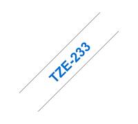 Ruban d'étiquette Brother TZE-233 Bleu sur Blanc Laminé 12mm x 8m - Compatibilité Brother P-touch - Dimensions 17x68x87mm - Pays d'origine Philippines
