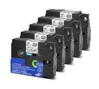 Ruban d'étiquette laminé standard de 5pk 3/4 pouces compatible avec TZ TZE 141 TZE141 Étiquettes en noir sur Clear for PT300 PT-300B