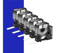 Ruban d'étiquettes compatible, paquets de 5/8/10, noir sur blanc, 12 mm, A45013, for imprimante d'étiquettes D1, 100, 120, 150, 155 et 160 étiquettes. Gestionnaire d'étiquettes(8PK Black on White)