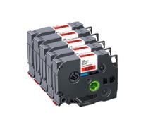 Ruban d'étiquettes Compatible TZE231, 12mm, 5 pièces, Compatible avec imprimante PTH110 131 531 631 334 335(Black on Red)