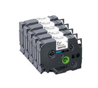 Ruban d'étiquettes laminé 12mm, 5 pièces, Compatible Compatible avec 231 221 131 531 631 Compatible avec étiqueteuse PTH110(Black on White)