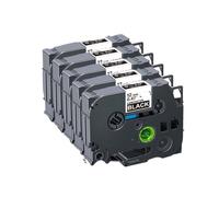 Ruban d'étiquettes laminé 12mm, 5 pièces, Compatible Compatible avec 231 221 131 531 631 Compatible avec étiqueteuse PTH110(White on Black)