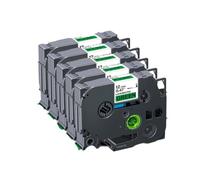 Ruban d'étiquettes laminé 12mm, 5 pièces, Compatible Compatible avec 231 221 131 531 631 Compatible avec étiqueteuse PTH110(Black on Green)
