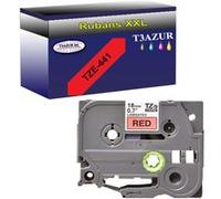 Ruban d'étiquettes laminées générique Brother Tze-441 pour étiqueteuses P-touch - Texte noir sur fond rouge - Largeur 18 mm x 8 mètres - T3AZUR G