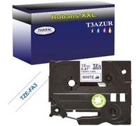 Ruban d'étiquettes textile générique Brother Tze-FA3 pour étiqueteuses P-touch - Texte bleu sur fond blanc - Largeur 12 mm x 3 mètres - T3AZUR