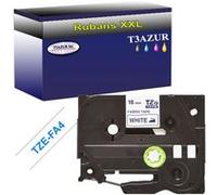 Ruban d'étiquettes textile générique Brother Tze-FA4 pour étiqueteuses P-touch - Texte bleu sur fond blanc - Largeur 18 mm x 3 mètres - T3AZUR G