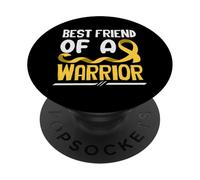 Ruban doré « Best Friend of A Warrior Childhood Cancer » PopSockets PopGrip Adhésif