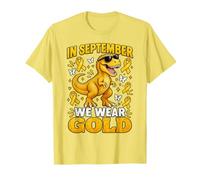 Ruban doré de Septembre pour Sensibilisation aux Dinosaures T-Rex T-Shirt