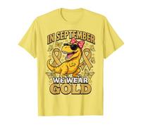 Ruban doré de Septembre pour Sensibilisation aux Dinosaures T-Rex T-Shirt