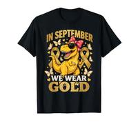 Ruban doré de Septembre pour Sensibilisation aux Dinosaures T-Rex T-Shirt Graphique avec Valeur