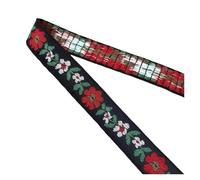 ruban doré， Ruban Jacquard brodé multicolore en coton, 2,7 m x cm, for sangle, collier(Black)