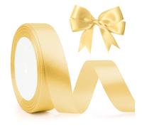 Ruban Doré Satin 20mm X 23m pour Emballage Cadeau, Tissu Personnalisé, Décorations De Pâques, Bouquet Mariée, Mariage - Couleur Or/Jaune