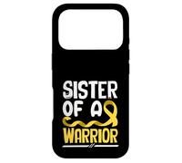 Ruban doré « Sister of a Warrior Childhood Cancer » Coque pour iPhone 17 Pro