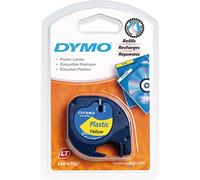 Ruban Dymo pour Etiqueteuses LetraTag, Plastique, 12 mm x 4 m, Noir sur Fond Jaune