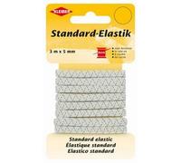 Ruban élastique, 3 m x 5 mm, blanc/rouge