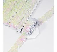 Ruban élastique à paillettes pour couture, robe, costume, bandeau - Blanc - 9,1 m de large - 2,8 cm de large - Blanc - 3