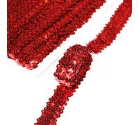 Ruban élastique à paillettes pour couture, robe, costume, bandeau - Rouge - 9,1 m de large - 2,8 cm de large - Rouge - 3