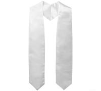 Ruban élégant de remise de diplôme, pour cérémonie d'honneur, étole en satin lisse en différentes couleurs, écharpe en polyester pour événements (153 x 12 cm, blanc)