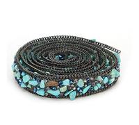 Ruban en Strass, 1 mètre 1,5 cm de Largeur Hotfix Cristal perlé Garniture de Gravier pour vêtements Sac Chaussures décoration de fête de Mariage(Bleu)